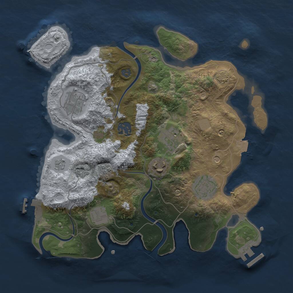 Rust Map: Procedural Map, Size: 3000, Seed: 23227, 14 Monuments