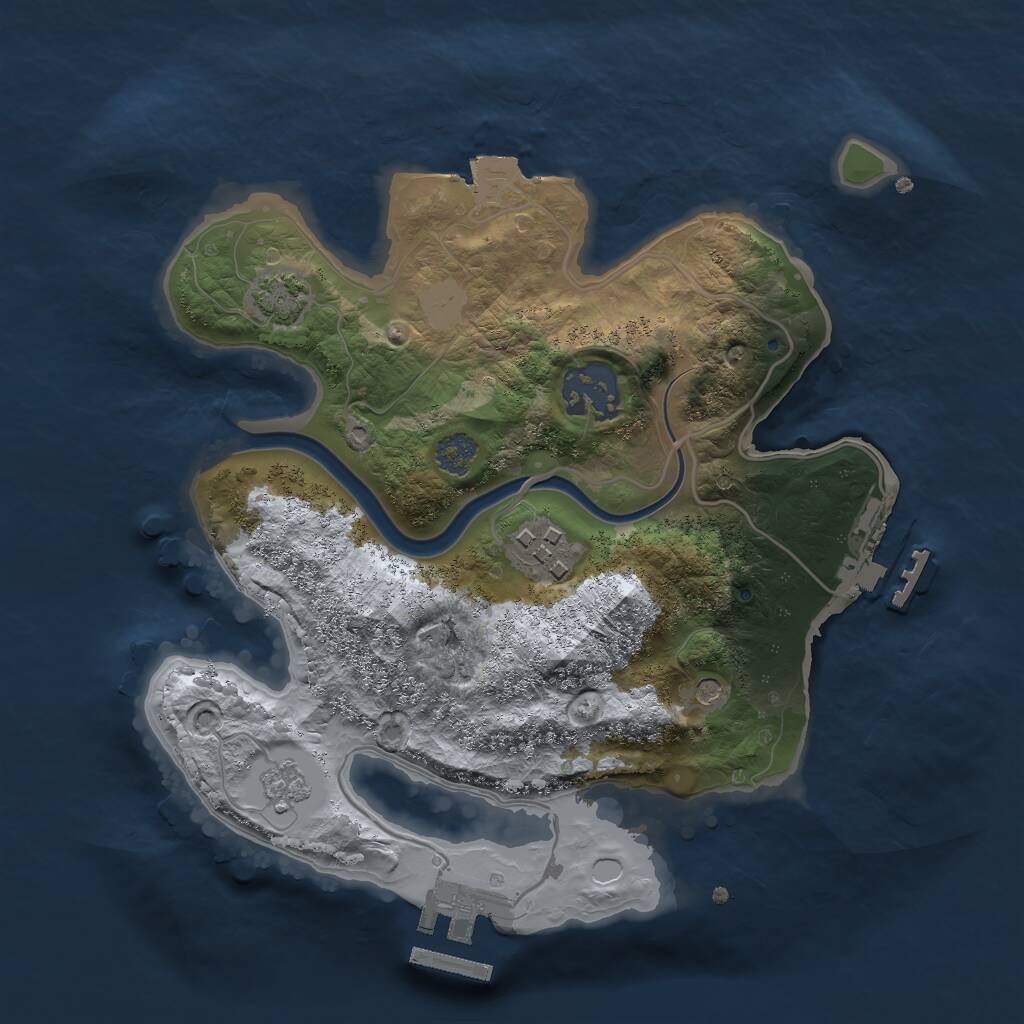 Rust Map: Procedural Map, Size: 2500, Seed: 1078846477, 10 Monuments