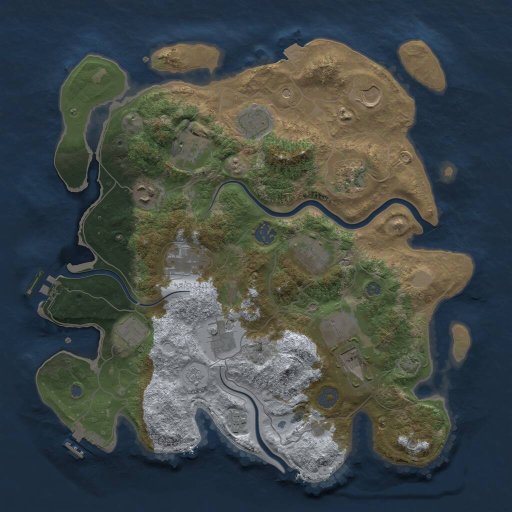 Rust Map: Procedural Map, Size: 3600, Seed: 1802029822, 19 Monuments