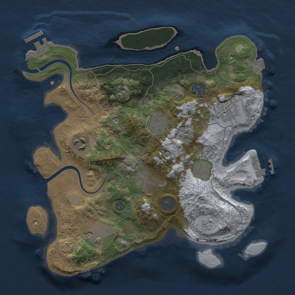 Rust Map: Procedural Map, Size: 3000, Seed: 1268197528, 15 Monuments