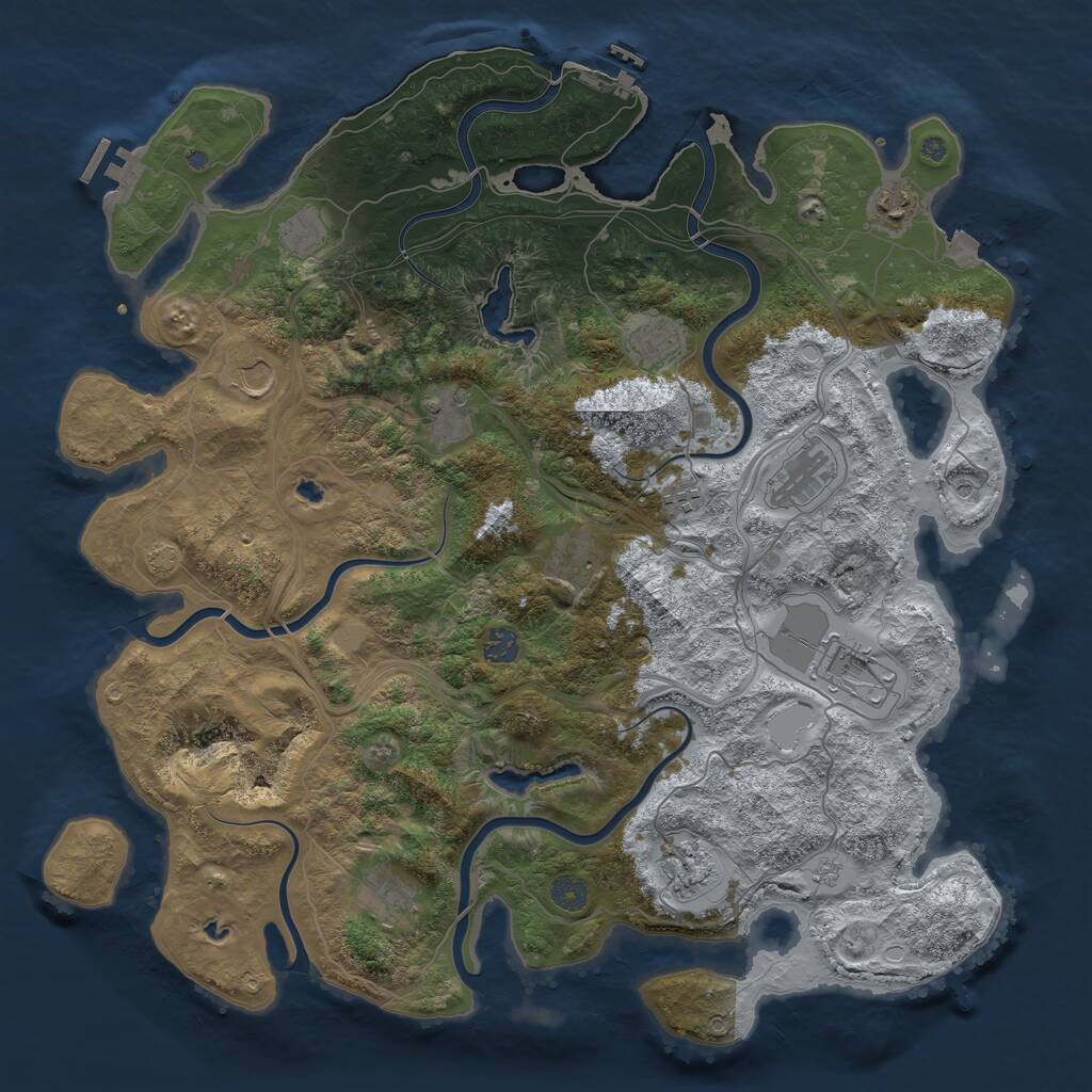 Rust Map: Procedural Map, Size: 4500, Seed: 606734738, 19 Monuments