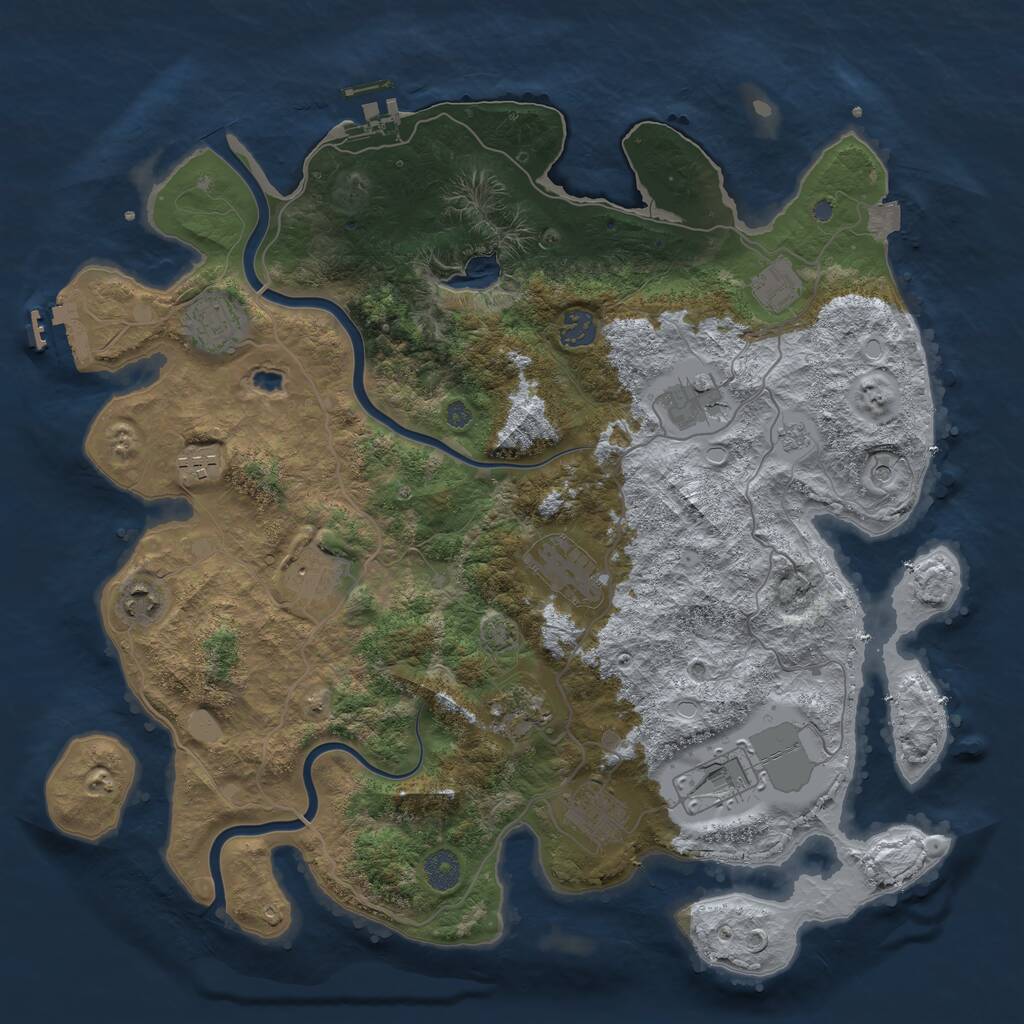 Rust Map: Procedural Map, Size: 4000, Seed: 606734738, 18 Monuments