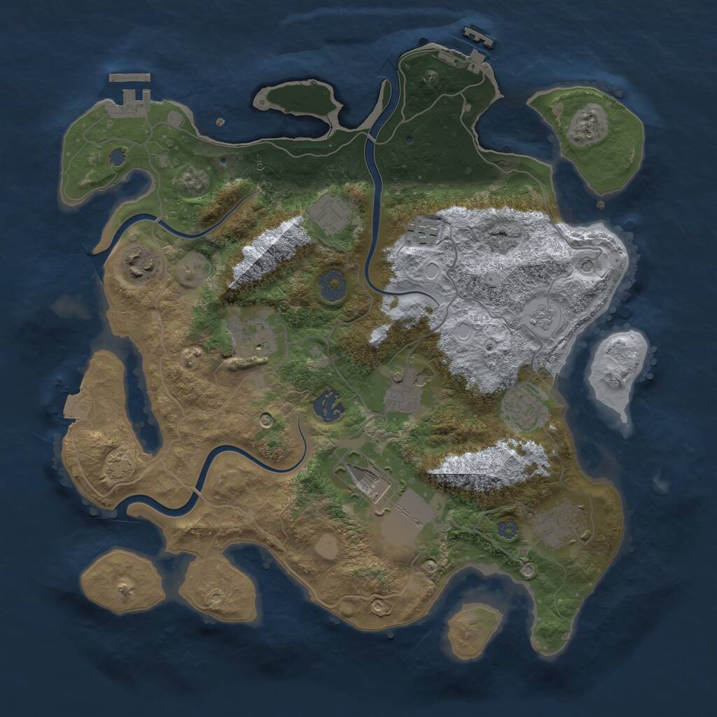 Rust Map: Procedural Map, Size: 3500, Seed: 258349, 16 Monuments
