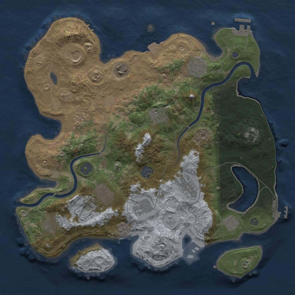 Rust Map: Procedural Map, Size: 3700, Seed: 1712162196, 19 Monuments