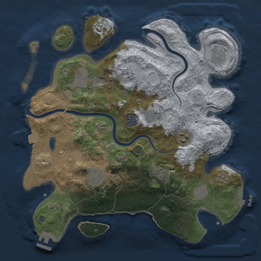 Rust Map: Procedural Map, Size: 3500, Seed: 281123200, 17 Monuments
