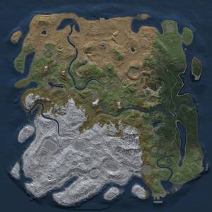 Thumbnail Rust Map: Procedural Map, Size: 5000, Seed: 1273888276, 19 Monuments