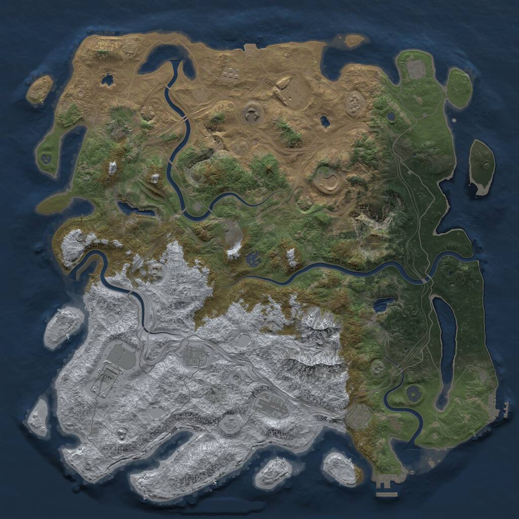 Rust Map: Procedural Map, Size: 5000, Seed: 1273888276, 19 Monuments