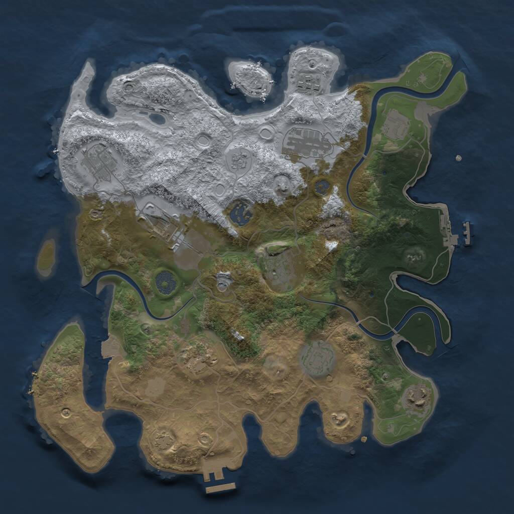 Rust Map: Procedural Map, Size: 3500, Seed: 50575, 17 Monuments