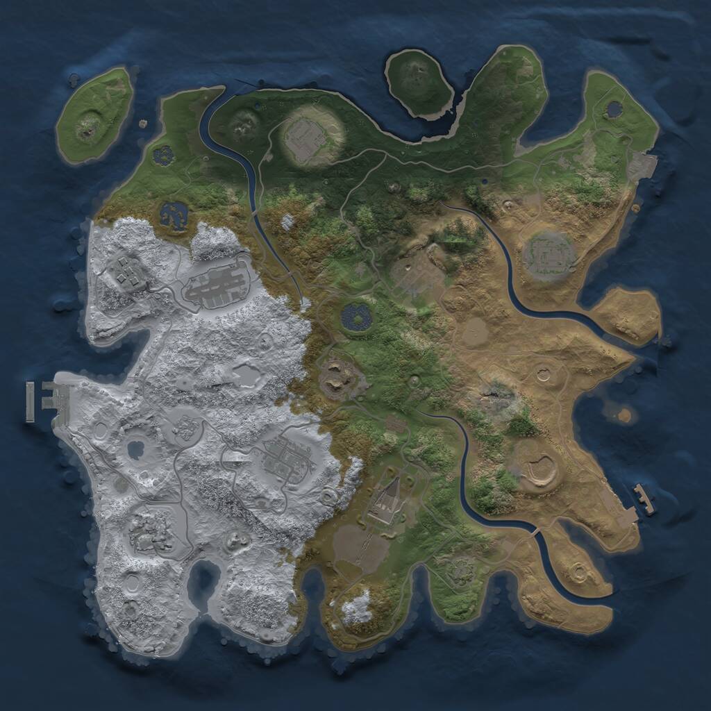 Rust Map: Procedural Map, Size: 3500, Seed: 463025503, 18 Monuments
