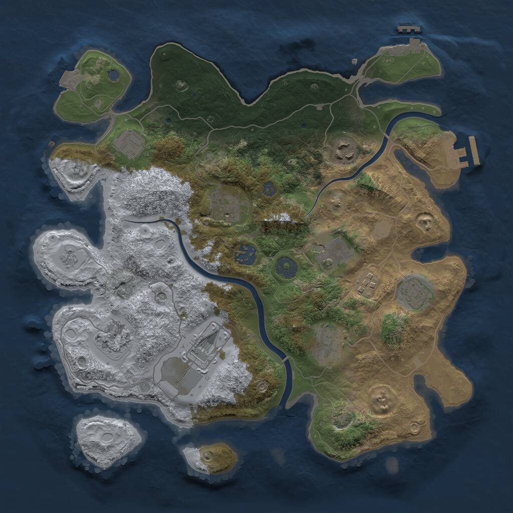 Rust Map: Procedural Map, Size: 3500, Seed: 10687495, 17 Monuments