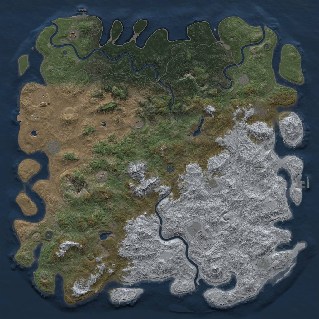 Rust Map: Procedural Map, Size: 6000, Seed: 167781, 19 Monuments