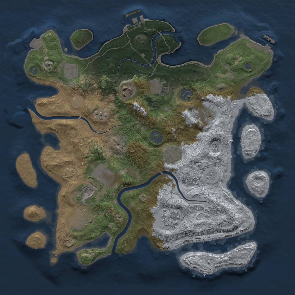 Rust Map: Procedural Map, Size: 3500, Seed: 1218474365, 17 Monuments