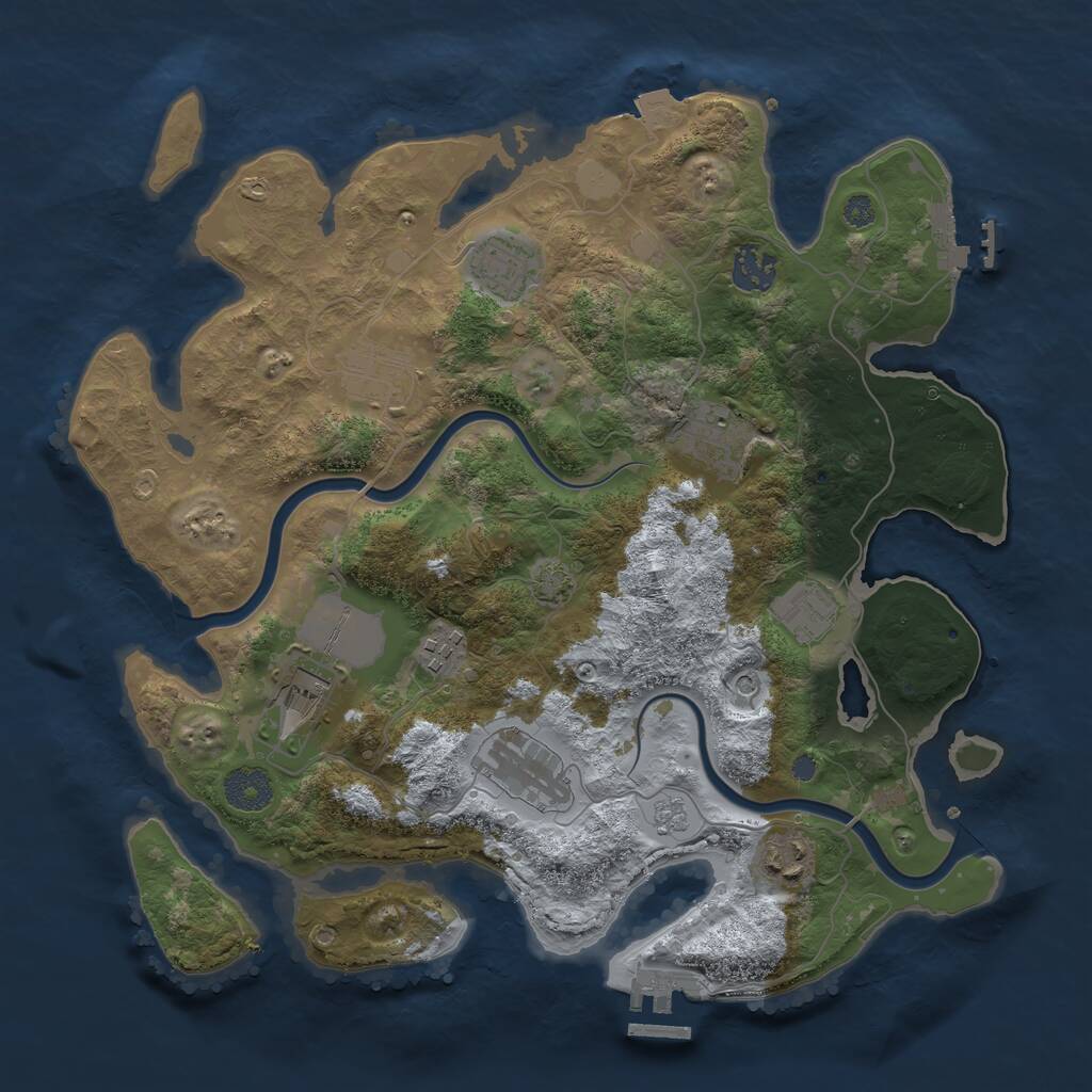 Rust Map: Procedural Map, Size: 3500, Seed: 657550686, 16 Monuments
