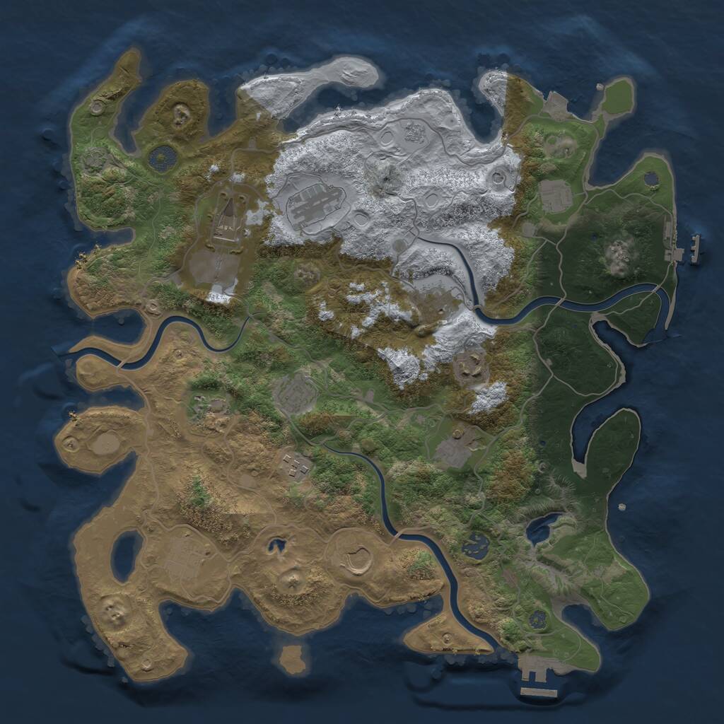 Rust Map: Procedural Map, Size: 4000, Seed: 2086741665, 19 Monuments
