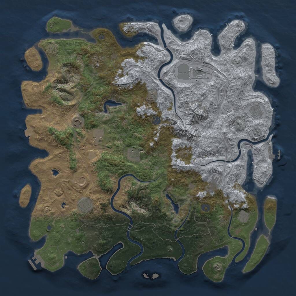 Rust Map: Procedural Map, Size: 5000, Seed: 1203295611, 19 Monuments