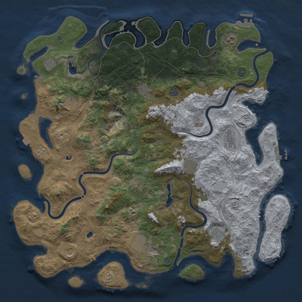 Rust Map: Procedural Map, Size: 4900, Seed: 102026, 19 Monuments