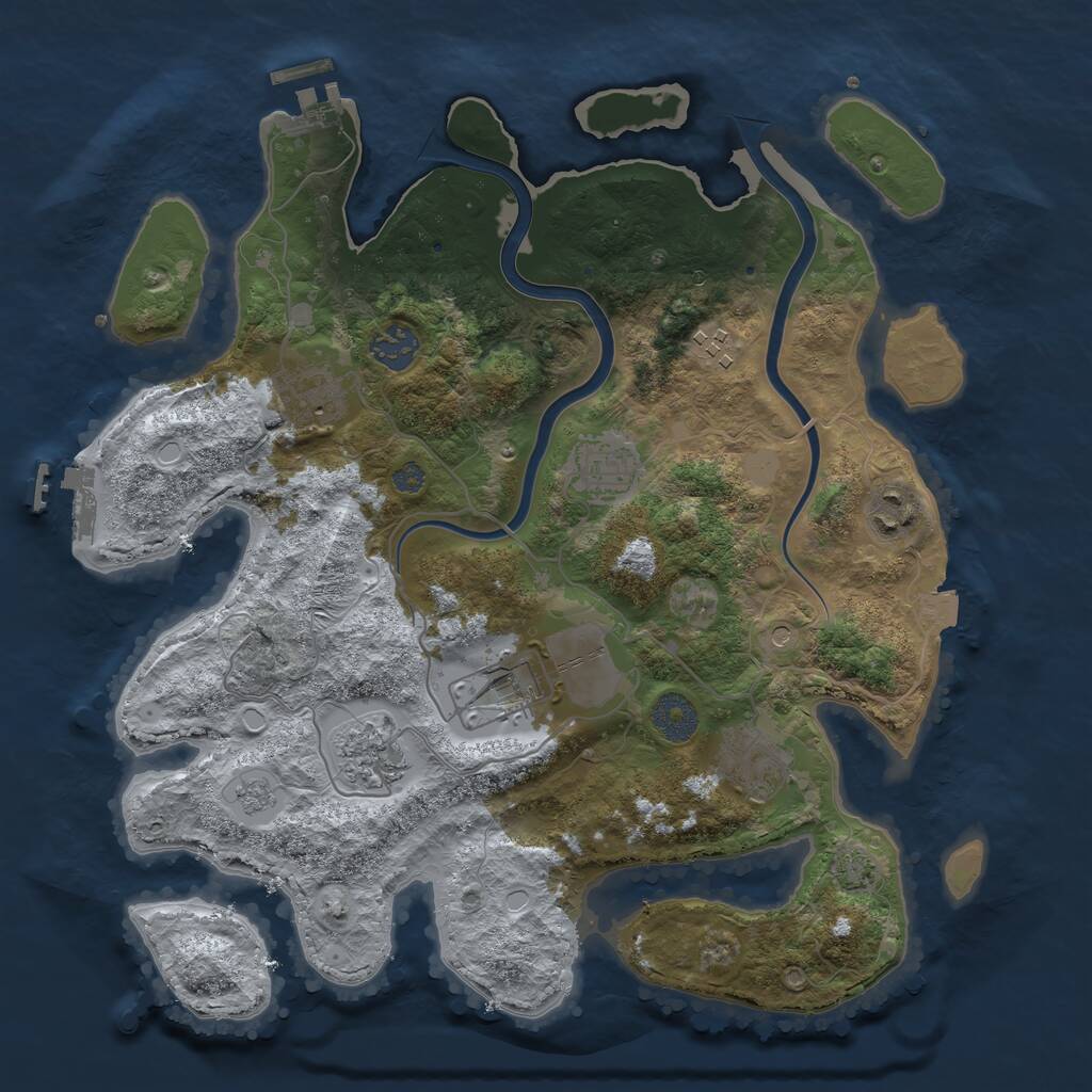 Rust Map: Procedural Map, Size: 3500, Seed: 311825, 16 Monuments