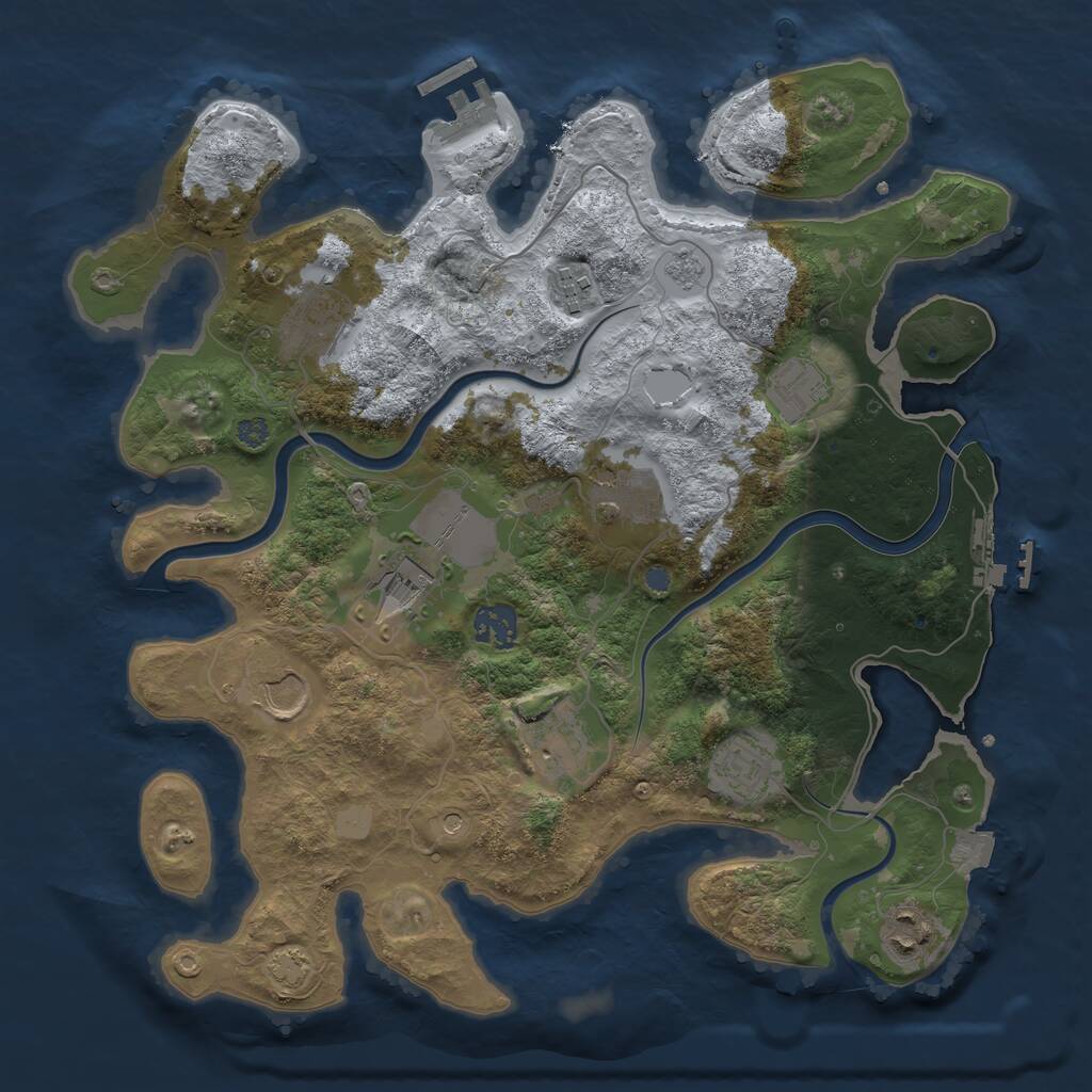 Rust Map: Procedural Map, Size: 3500, Seed: 536963301, 17 Monuments