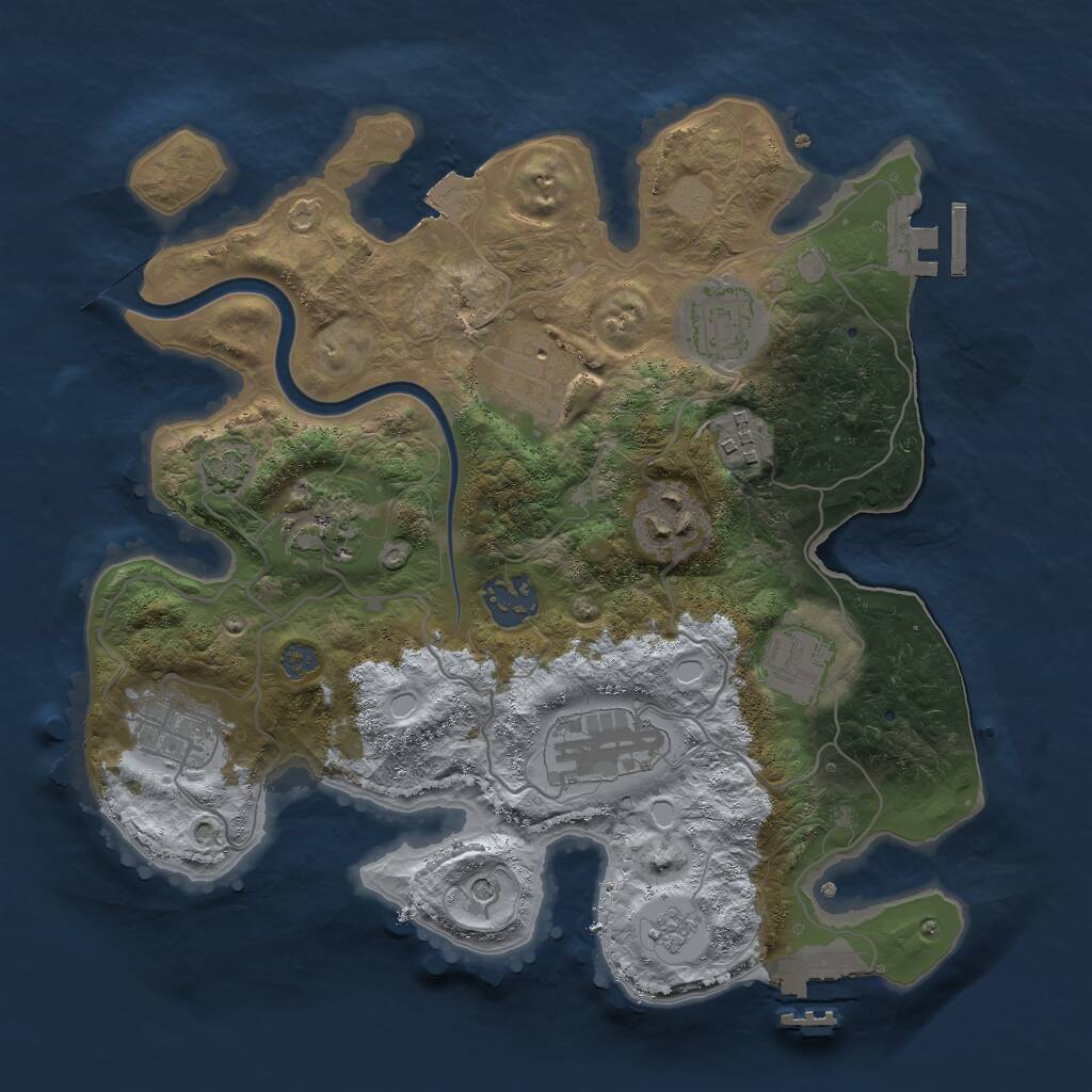 Rust Map: Procedural Map, Size: 3000, Seed: 36453, 16 Monuments
