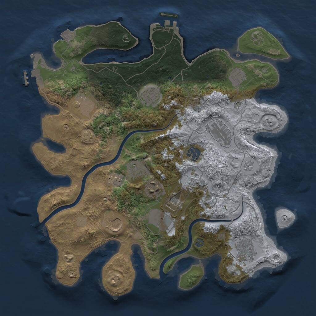 Rust Map: Procedural Map, Size: 3500, Seed: 71874, 19 Monuments