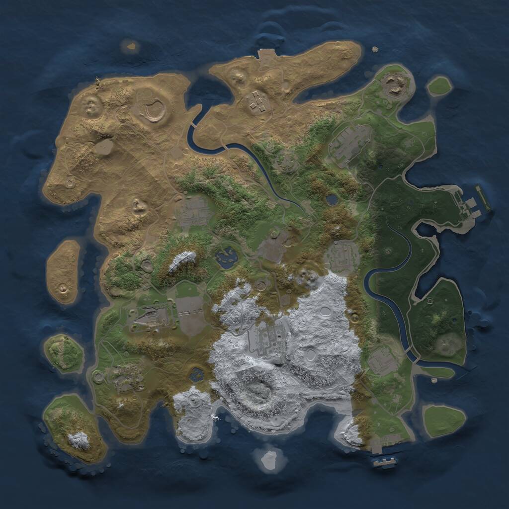 Rust Map: Procedural Map, Size: 3500, Seed: 108005, 18 Monuments