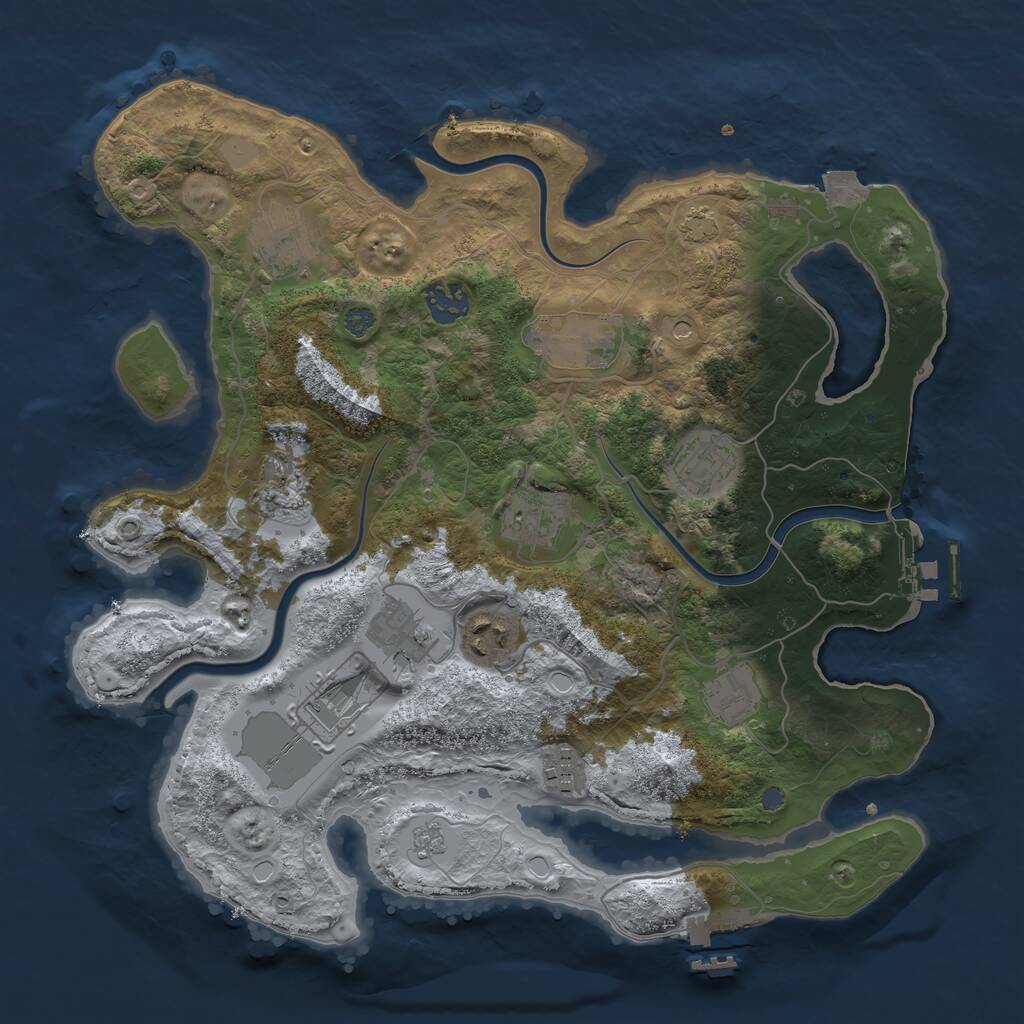 Rust Map: Procedural Map, Size: 3500, Seed: 1949307934, 18 Monuments