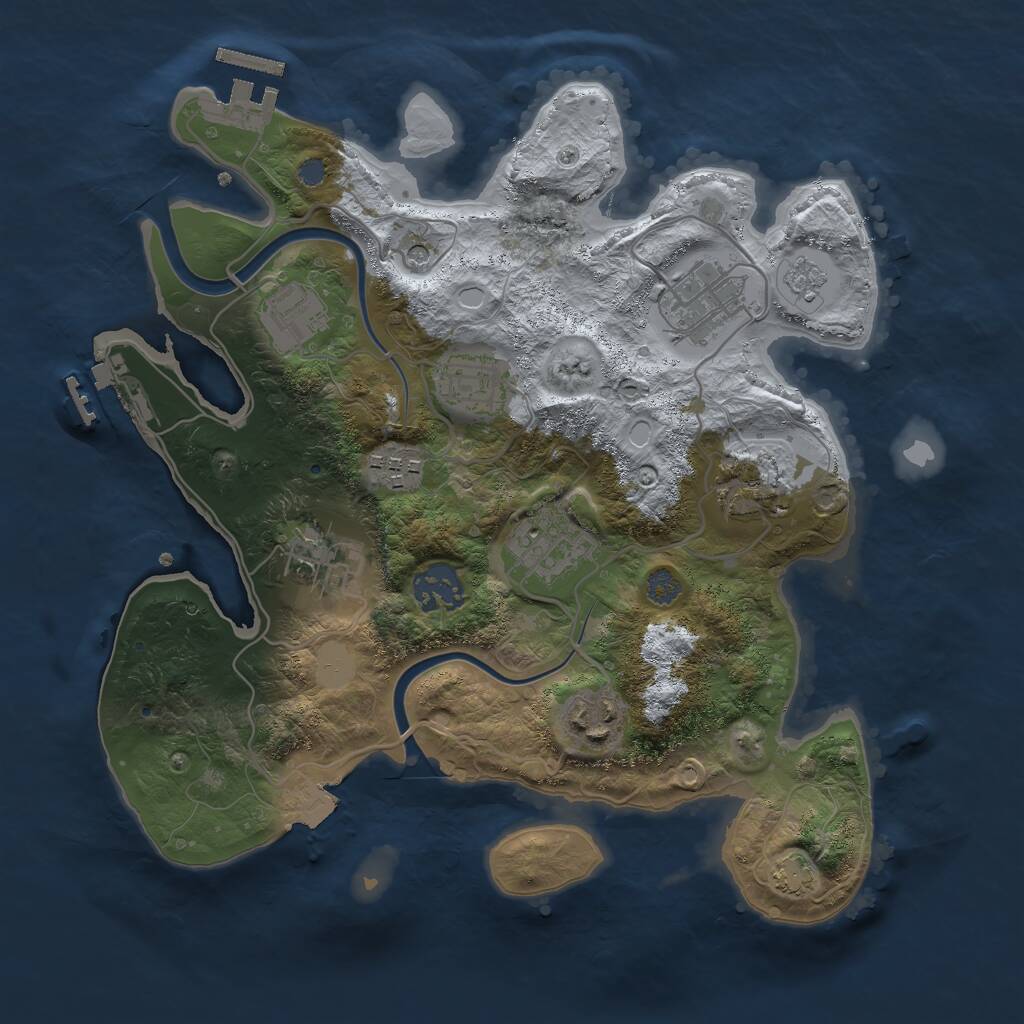 Rust Map: Procedural Map, Size: 3000, Seed: 345096822, 16 Monuments