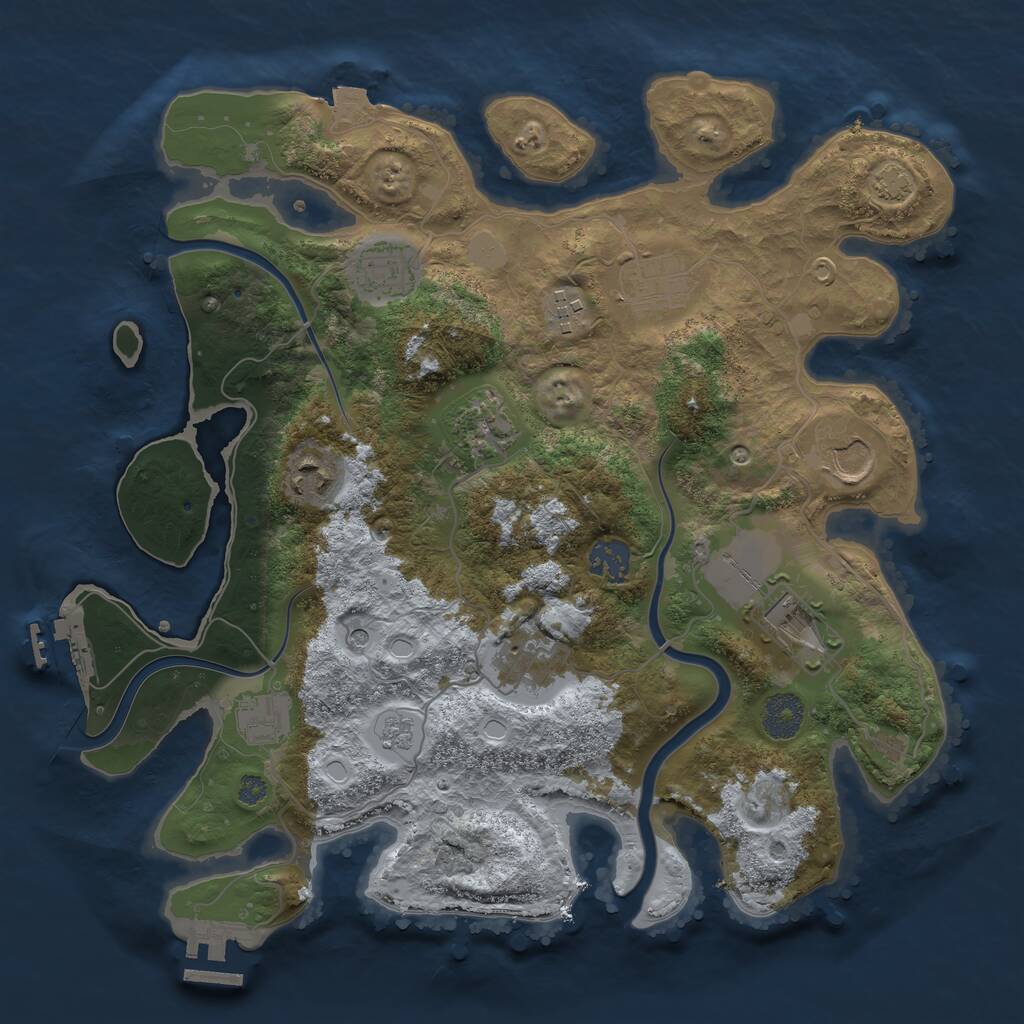Rust Map: Procedural Map, Size: 3500, Seed: 1966226197, 17 Monuments