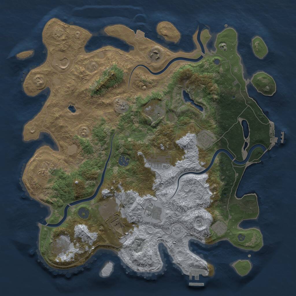 Rust Map: Procedural Map, Size: 4000, Seed: 644493301, 19 Monuments