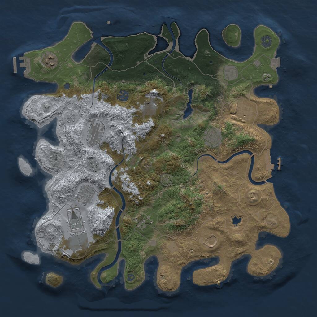 Rust Map: Procedural Map, Size: 4000, Seed: 266220335, 19 Monuments