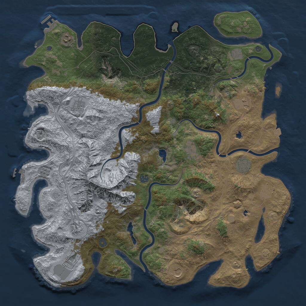Rust Map: Procedural Map, Size: 5100, Seed: 1159760689, 19 Monuments
