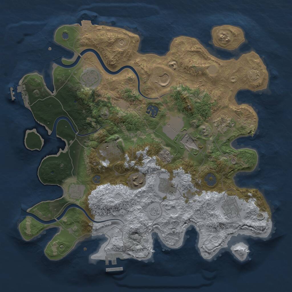 Rust Map: Procedural Map, Size: 3500, Seed: 769008262, 18 Monuments