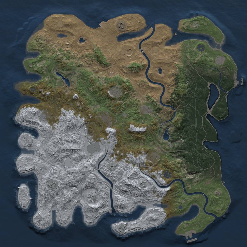 Rust Map: Procedural Map, Size: 4900, Seed: 385766984, 19 Monuments