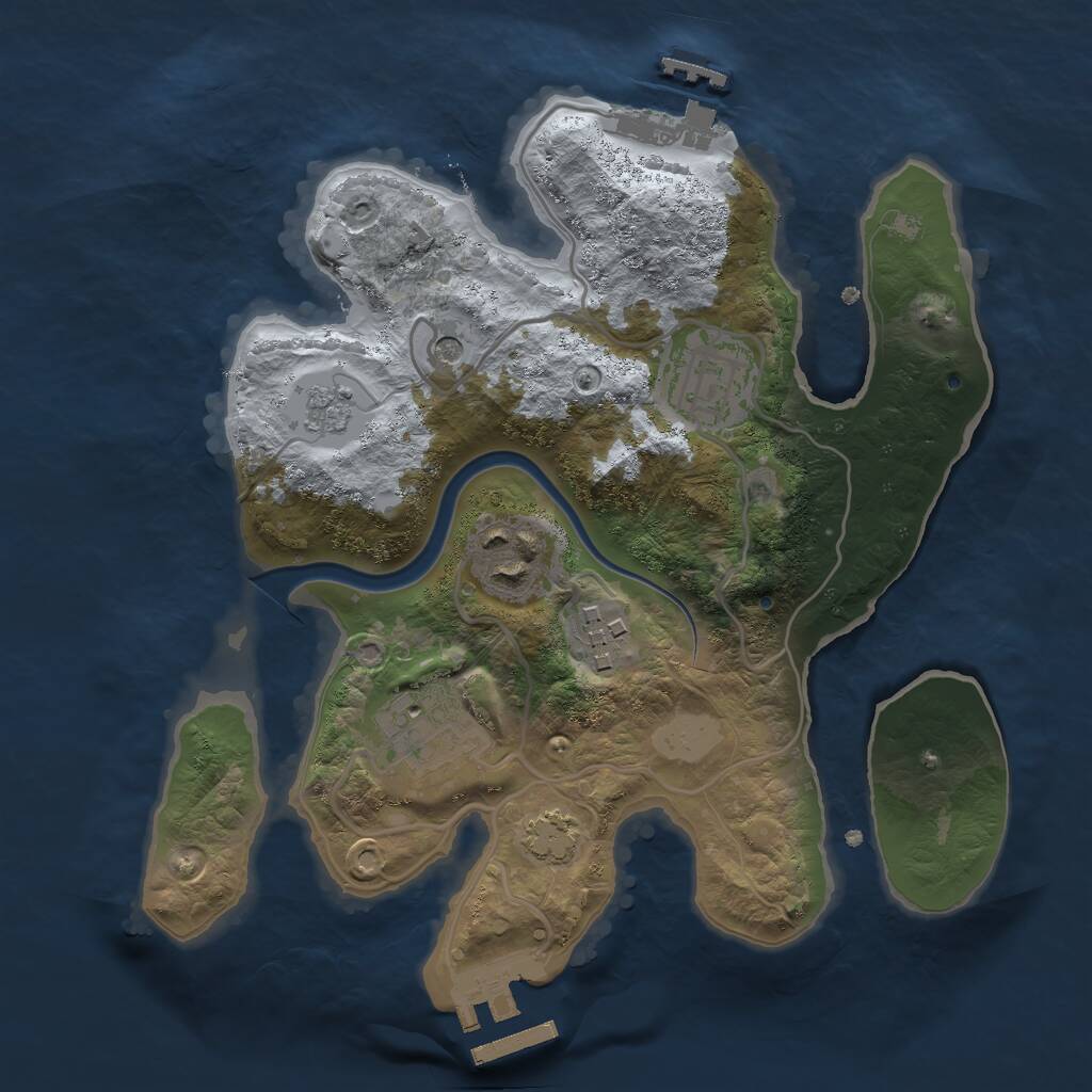 Rust Map: Procedural Map, Size: 2500, Seed: 2091524968, 12 Monuments