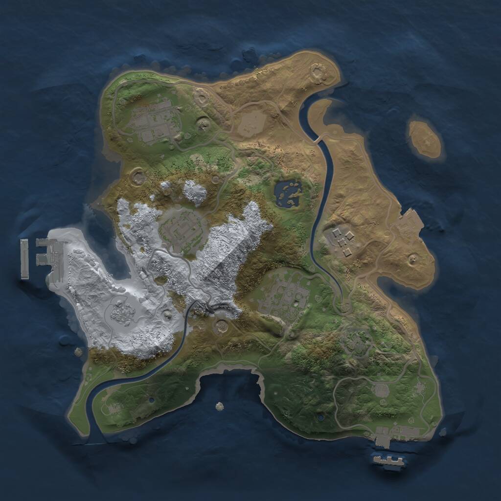 Rust Map: Procedural Map, Size: 2500, Seed: 240520289, 13 Monuments