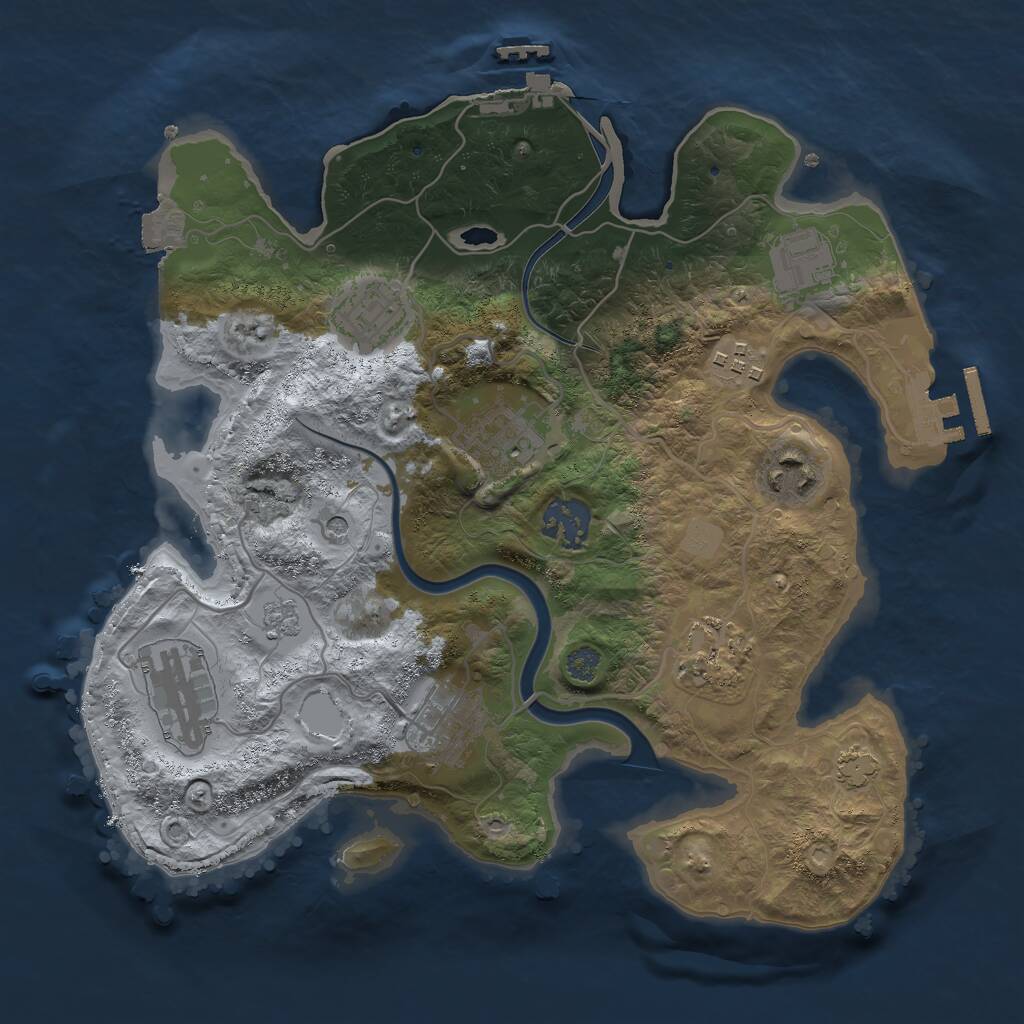Rust Map: Procedural Map, Size: 3000, Seed: 1125486946, 16 Monuments