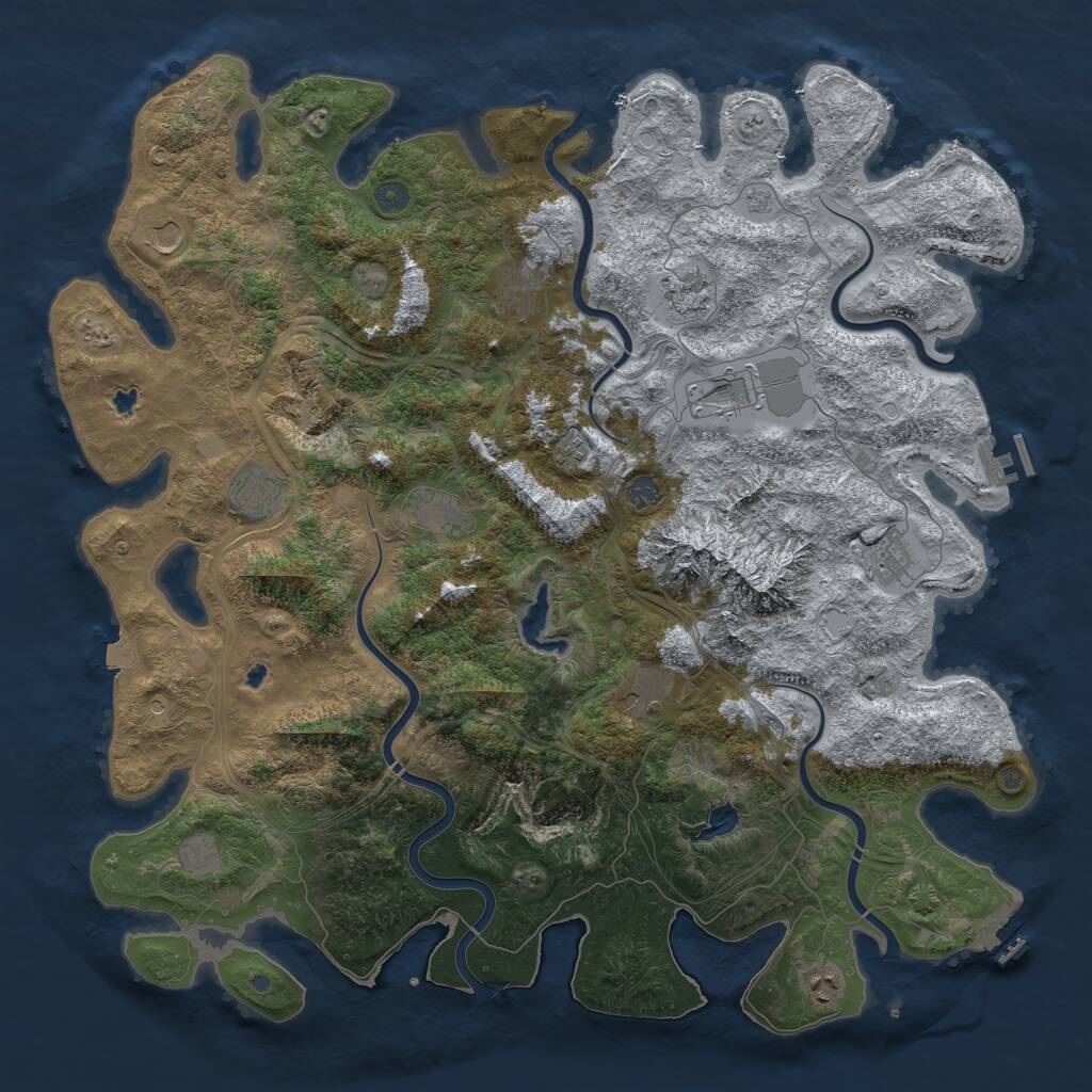 Rust Map: Procedural Map, Size: 5000, Seed: 56442660, 19 Monuments