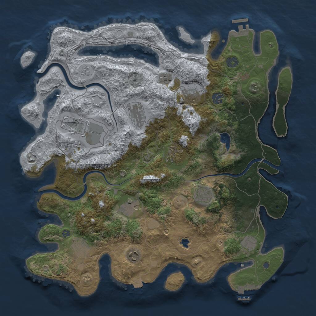 Rust Map: Procedural Map, Size: 4000, Seed: 948161000, 18 Monuments