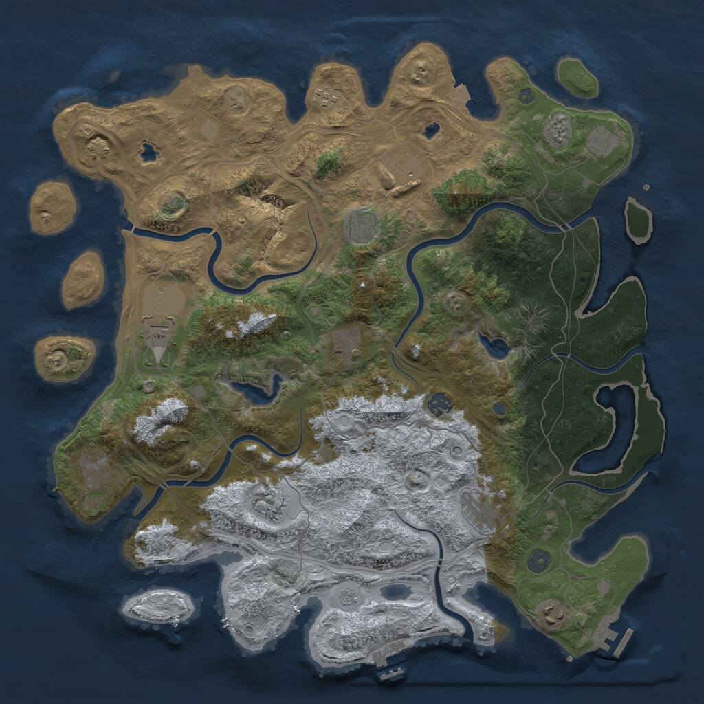 Rust Map: Procedural Map, Size: 4500, Seed: 780786439, 18 Monuments