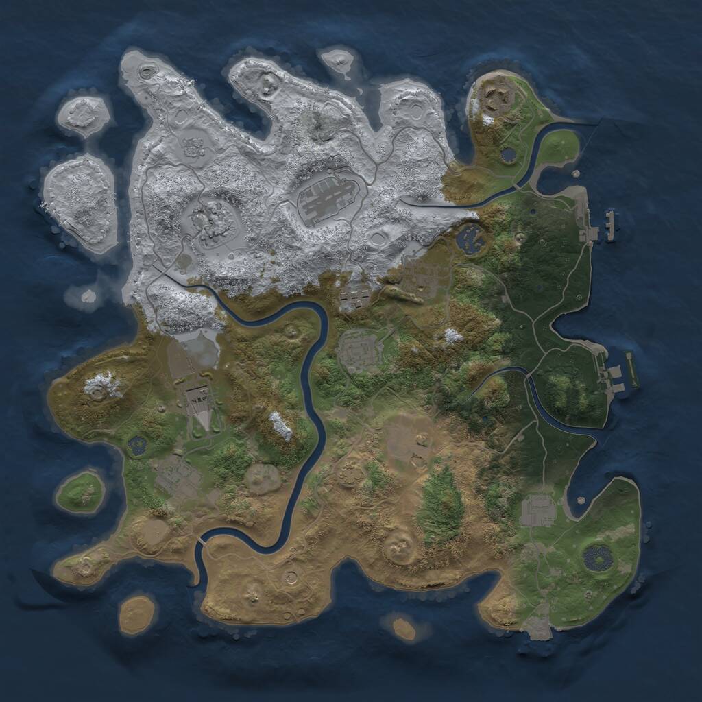 Rust Map: Procedural Map, Size: 3700, Seed: 1199187739, 18 Monuments