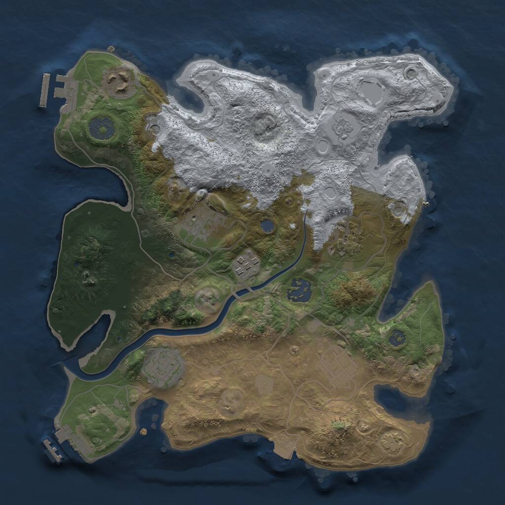 Rust Map: Procedural Map, Size: 3000, Seed: 2063745907, 15 Monuments