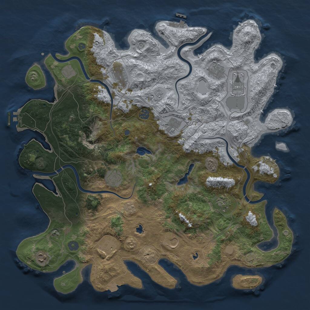 Rust Map: Procedural Map, Size: 4500, Seed: 1154454197, 19 Monuments