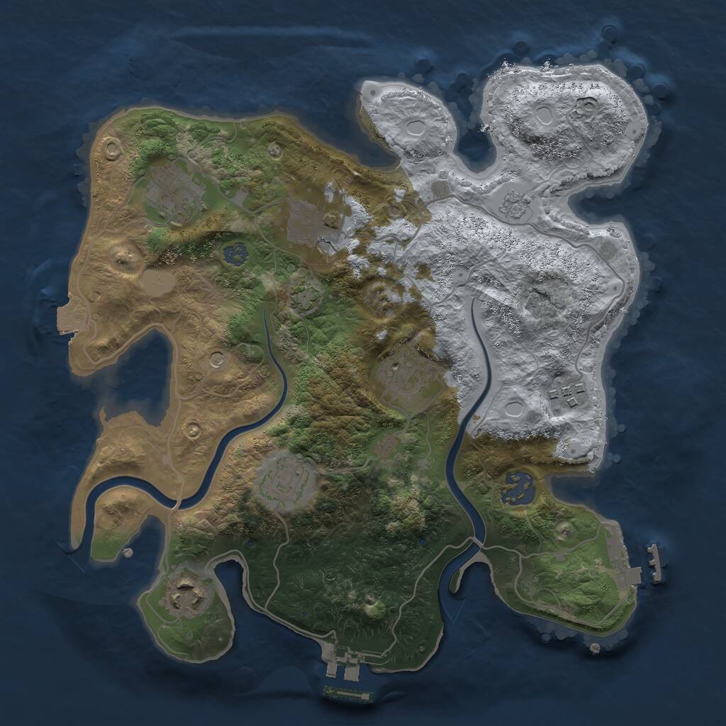 Rust Map: Procedural Map, Size: 3000, Seed: 25126, 15 Monuments