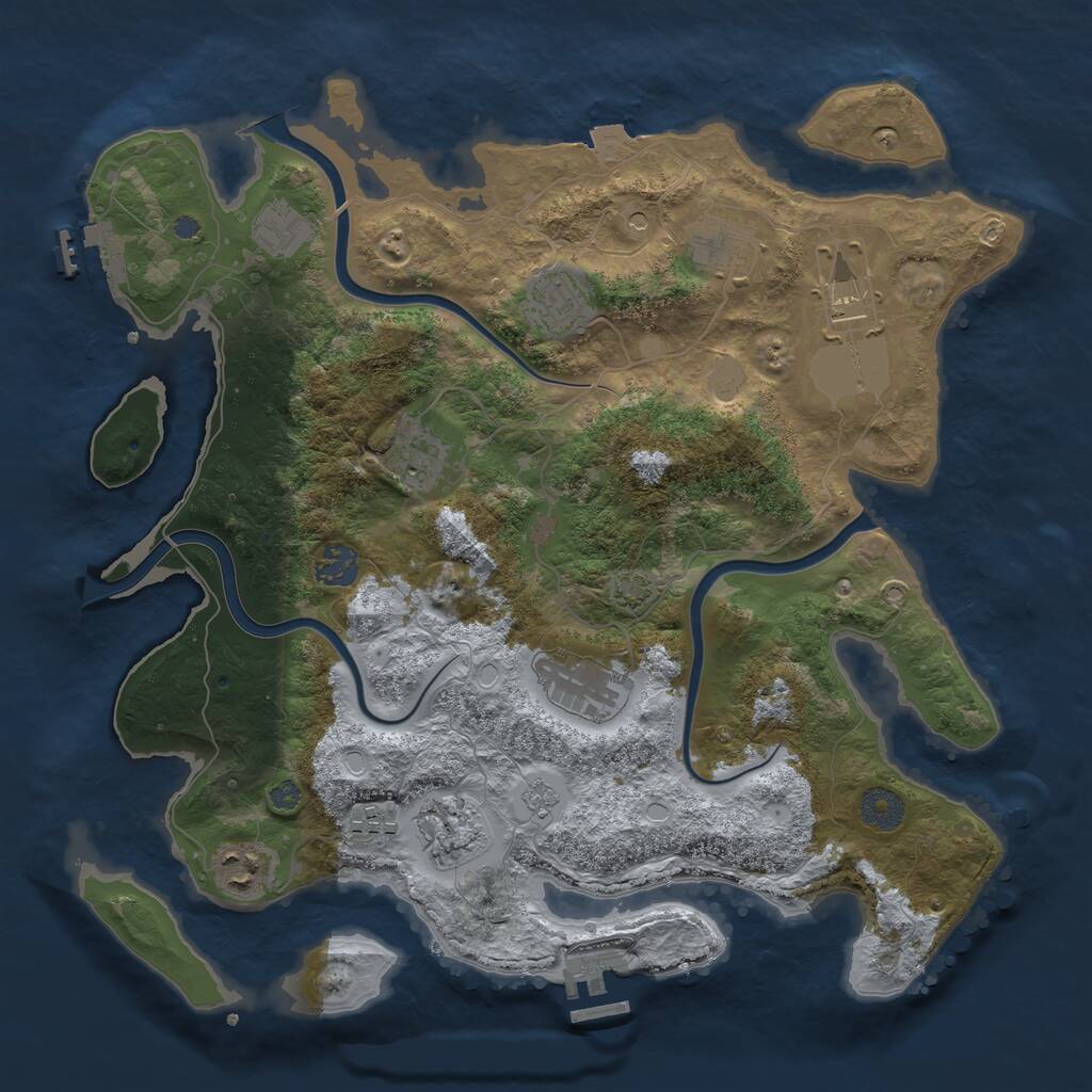 Rust Map: Procedural Map, Size: 3700, Seed: 1759635472, 17 Monuments