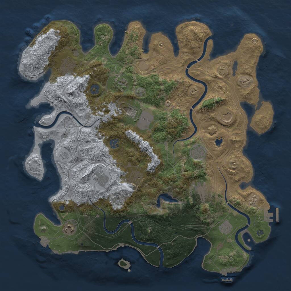 Rust Map: Procedural Map, Size: 4250, Seed: 694289338, 19 Monuments