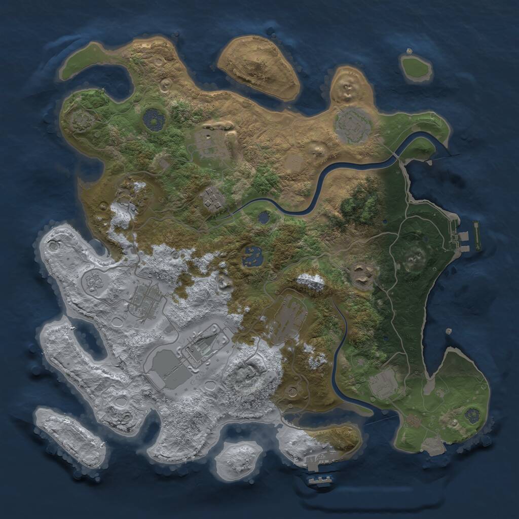 Rust Map: Procedural Map, Size: 3500, Seed: 20261020, 17 Monuments