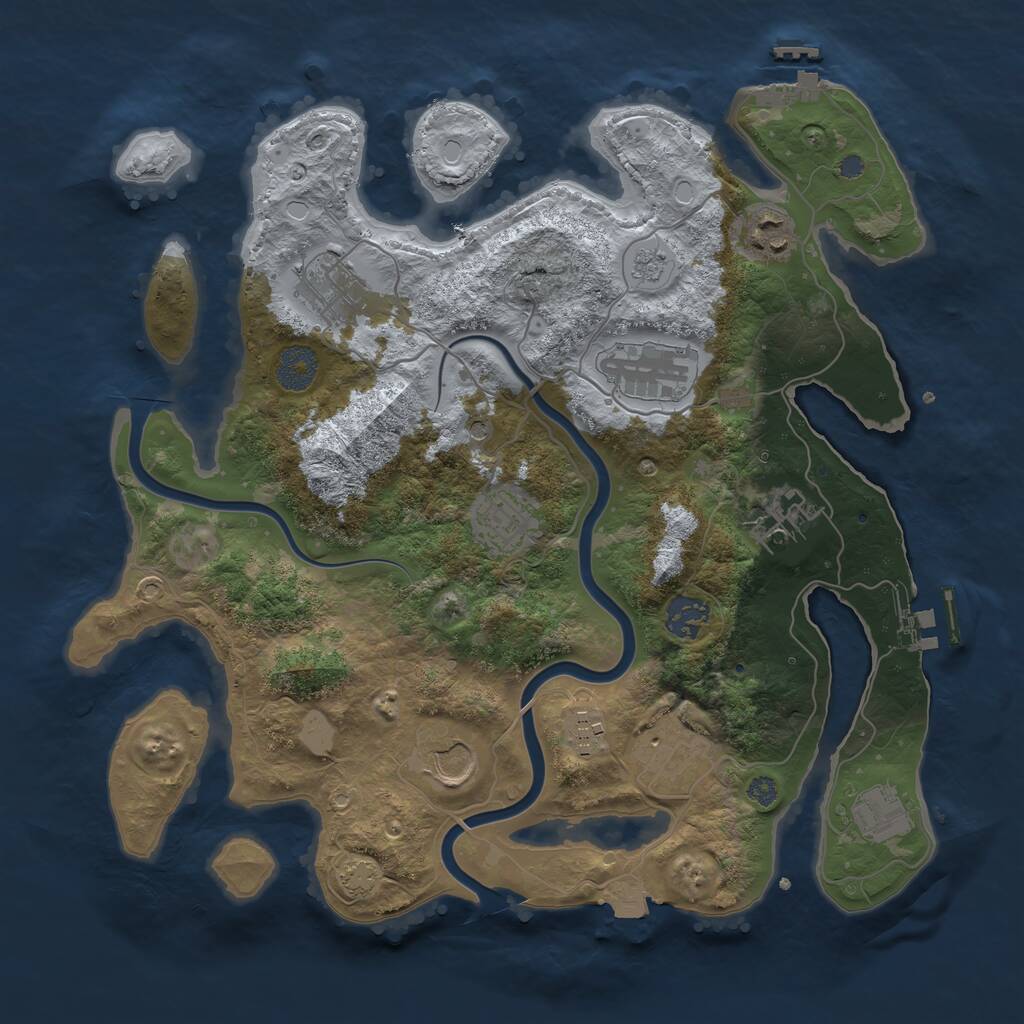 Rust Map: Procedural Map, Size: 3500, Seed: 1608368513, 17 Monuments