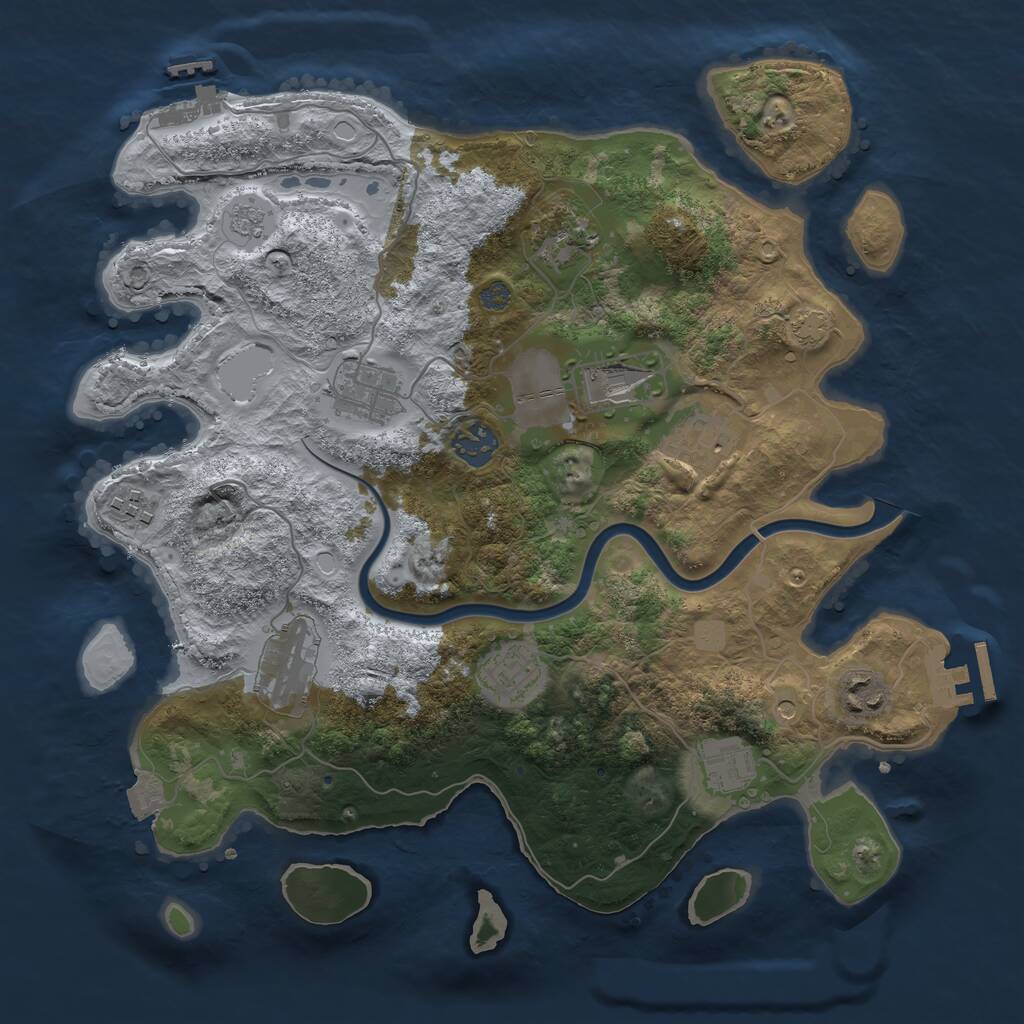 Rust Map: Procedural Map, Size: 3500, Seed: 927297640, 17 Monuments