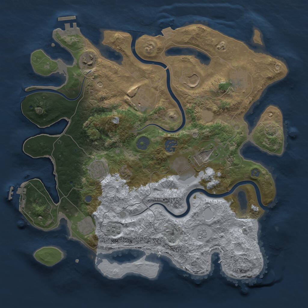 Rust Map: Procedural Map, Size: 3500, Seed: 43243, 16 Monuments
