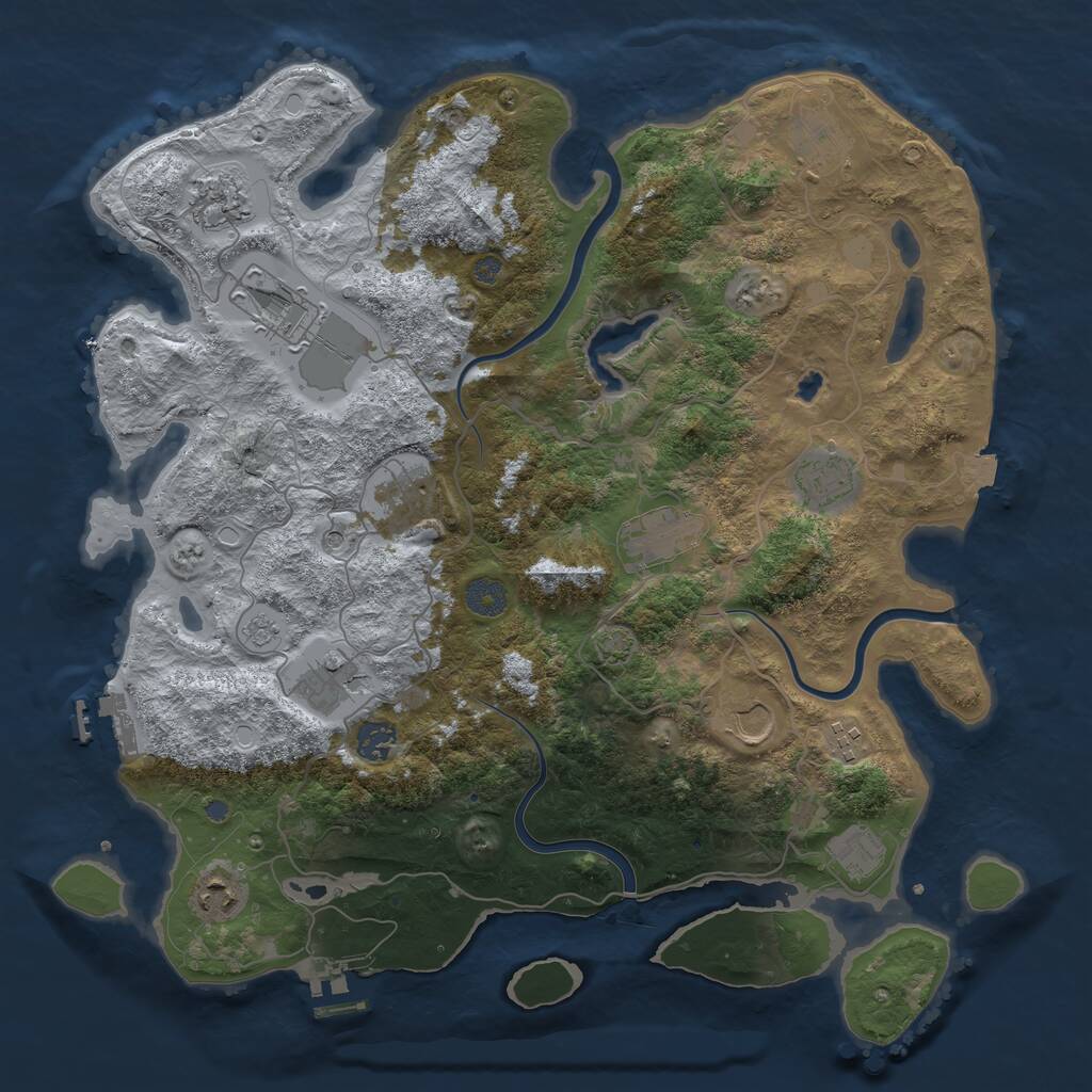 Rust Map: Procedural Map, Size: 4000, Seed: 12582, 19 Monuments